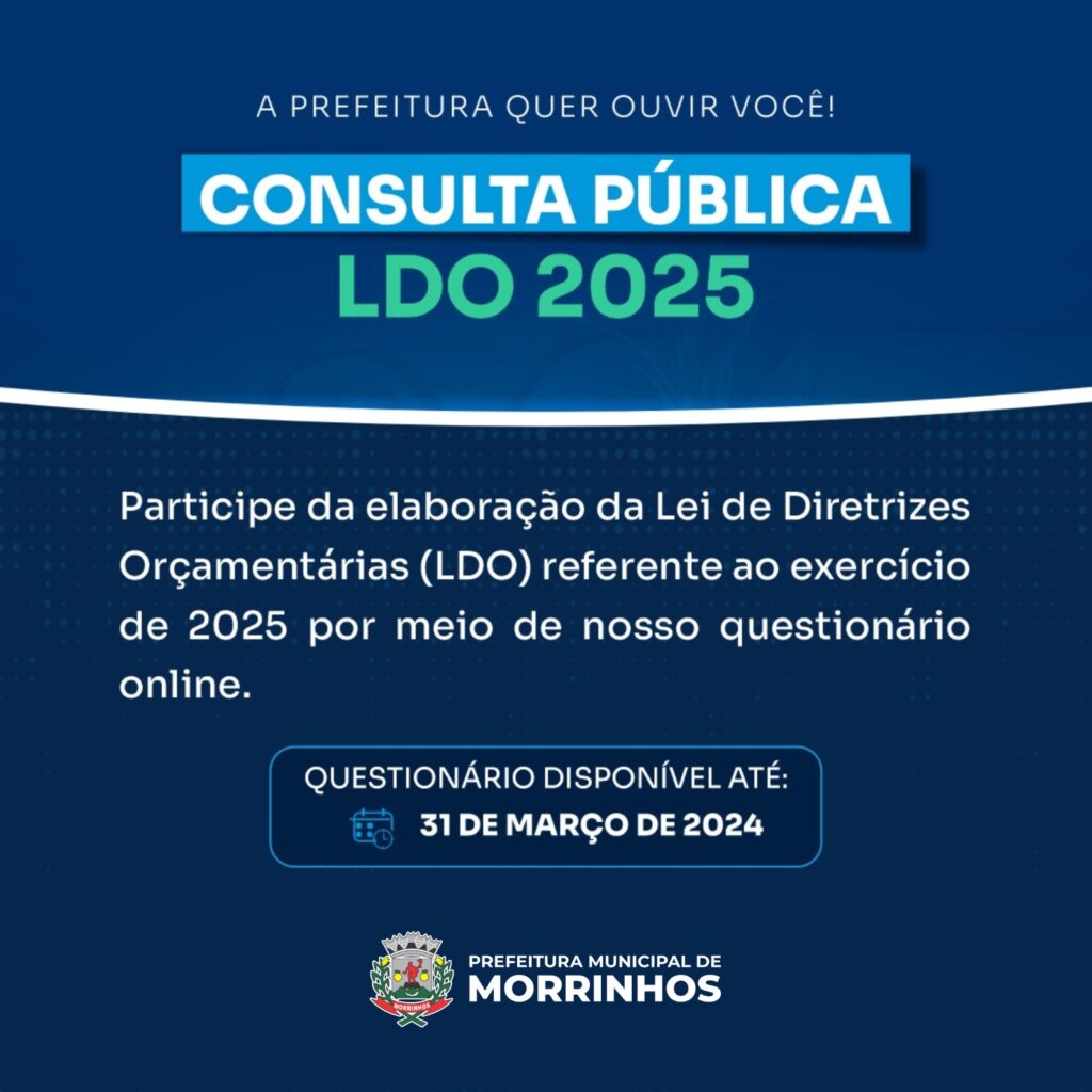 Consulta Pública LDO 2025 Prefeitura Municipal de Morrinhos